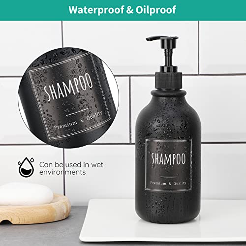 Image of Segbeauty Soap Dispenser Labels, 18pcs Bathroom Waterproof Labels for Bottles, Black Removable Self-Adhesive Cleaning Bottle Label Stickers Printed with Shampoo Conditioner Body Soap