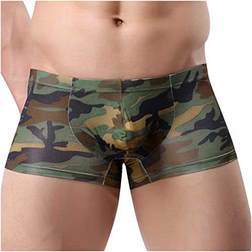 Ctreela Short Leg Boxer Briefs for Men Sexy Bulge Pouch Trunks Camo Underwear Low Rise Underpants Breathable Boxers3