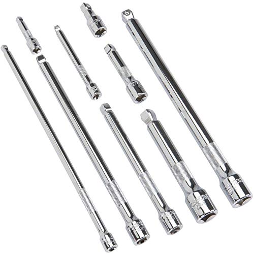 9 Piece 1/4", 3/8" And 1/2" Drive Wobble Socket Extensions With High Visibility Markings And Triple Chrome Plated #TOP1