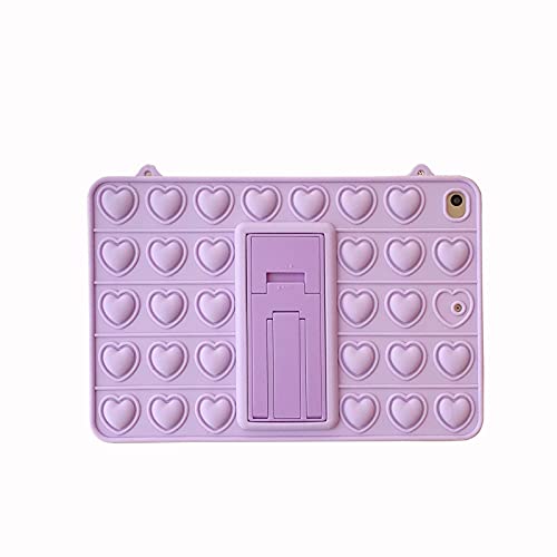 Alleviare lo stress, silicone Rainbow Pop Bubble Push Bubble Fidget Toy Silicone Tablet Caso per iPad Air Mini 4 5 Pro 10.5 '11' 9.7' Bambini Pop It Soft Cover (iPad Air 2019/Pro 10.5', Viola)