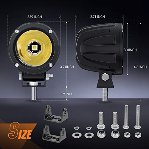 Image of Nilight 2 PCS 3 Inch Spot Round Motorcycle LED Pods | 1065LM Built-in EMC for Offroad Fog Auxiliary Driving Lights on Motorbike SUV ATV Truck Boat Tractor Forklift