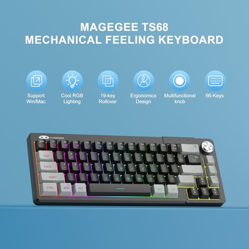 Image of MageGee Mini 60% Gaming Keyboard, RGB Backlit 68 Key Ultra-Compact Keyboard, TS68 Ergonomic Waterproof Mechanical Feeling Office Computer Keyboards for PC, MAC, PS4, Xbox ONE Gamer