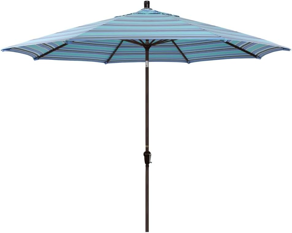 California Umbrella 11' Rd Sunset Series Aluminum Patio Umbrella, Crank Lift, Auto Tilt Tilt, Bronze Finish