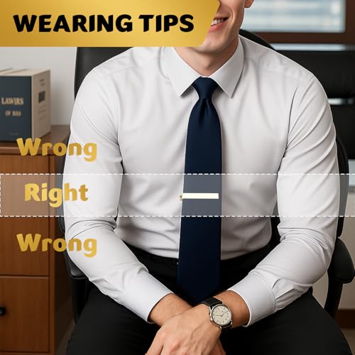 Roctee Tie Clips for Men, 3 Pack Classic Tie Clip Silver Gold Black Necktie Tie Bar Pinch Clips Suitable for Wedding Anniversary Business 6