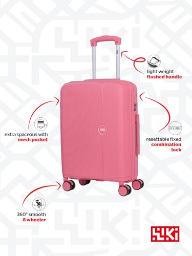 Image of Wiki Zine 8 Wheel Hardside Polycarbonate Trolley by Wildcraft,Medium,Rose Gld