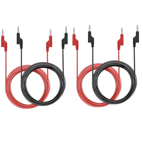 IGNPION 4pcs 2paires 4mm Câble de test en silicone souple banane à fiche banane pour multimètre longueur de 3M,1000V/15A