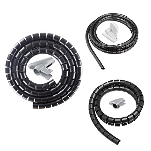 Cache Cable, Conduit en Spirale de 2 M-10 MM, Peut être Coupé en Spirale de Câble pour TV et Ordinateur, Noir Cover