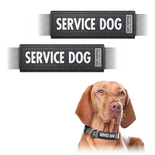 Tuff Pupper 2-Pack Waterproof Collar Sleeves | Fits Any 1 Inch Wide Dog Collar | Dual Sided Message | Durable Silicone & Neoprene | Odor & Stink Proof | Easy Slide On & Off (Service Dog Standard)