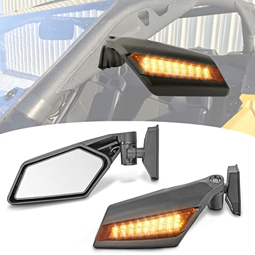 Wsays Side Rear View Mirrors with LED Turn Signal Lights Compatible with Can Am Maverick X3 XDS XRS Max R Turbo 2017-2026
