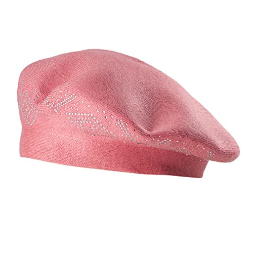 Ladybro Rhinestone Beret Hats For Women 2 Layers Wool French Hat Lady Winter Warm Hat #TOP6