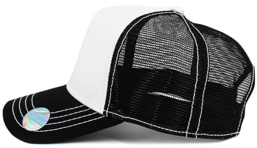 Image of KBETHOS Classic 5 Panel Cotton Twill Mesh Trucker Cap with Adjustable Snapback
