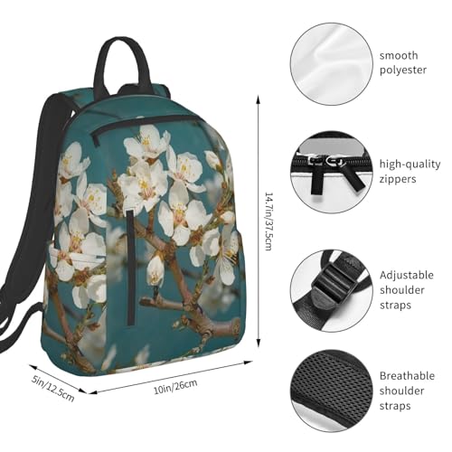 Casual Backpack for Women Men Almond Blossom Lightweight Daypack Large Capacity Nurse Bag4