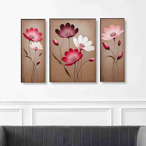 Image of SAF Paintings flower pot for Wall Decoration - Set Of 3, 3d modern art Painting for Living Room Large Size with Frames for Home Decoration, Hotel, Office painting 50.8 cm x 30.48 cm SANFJM36048
