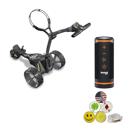 Motocaddy M3 GPS DHC Electric Caddy Cart, NO Remote, Bundle with Holders for Umbrella/Scorecard/Drink, Device Cradle, Bushnell Wingman, 5 Ball Markers, & 1 Magnetic Hat Clip