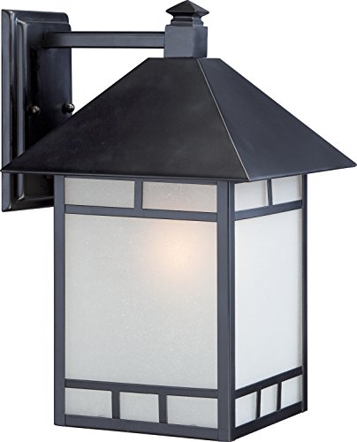 Tech Deals 🔥 Nuvo Lighting 60/5603 Drexel Large One Light Wall Lantern 100-watt A19 Outdoor Porch and Patio Lighting with Frosted Seed Glass, Stone Black