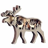 alblinsy Forest Animal Desk Art Decor Wooden Farmhouse Table Decoration, Cabin Nursery Decor Mountain Decor for Bedroom Living Room (Deer)