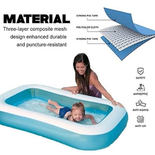 Image of 5.5 ft Swimming Pool for Kids & Adults | Portable Inflatable Foldable Bath Tub | Outdoor & Indoor Water Pool for Family, Kids Pools for Summer Included Air Pump