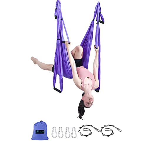 Aerial-Yoga-Swing-Set-Yoga-Hammock-Trapeze-Sling-Inversion-Tool-for-Indoor-Home-FitnessPurple