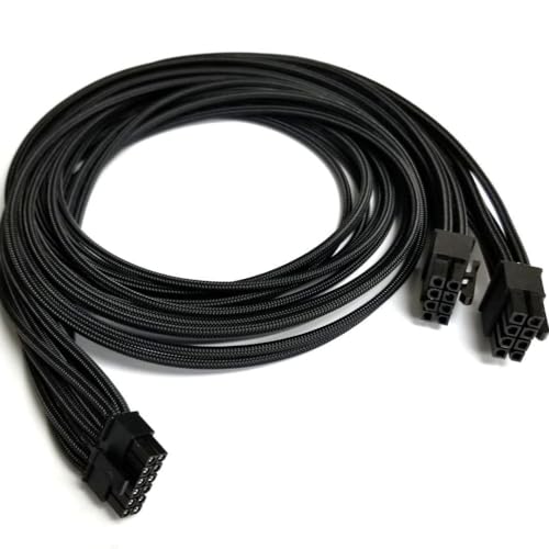 lilila-ree 2X CPU 8 Pin to 16 Pin(12+4) 12VHPWR PCI-e 5.0 Cable Compatible with GPU 3090Ti RTX 4080 4090 for 12VHPWR PCI-e Cable for ASUS/Seasonic/Phanteks Revolt (24 Inches)