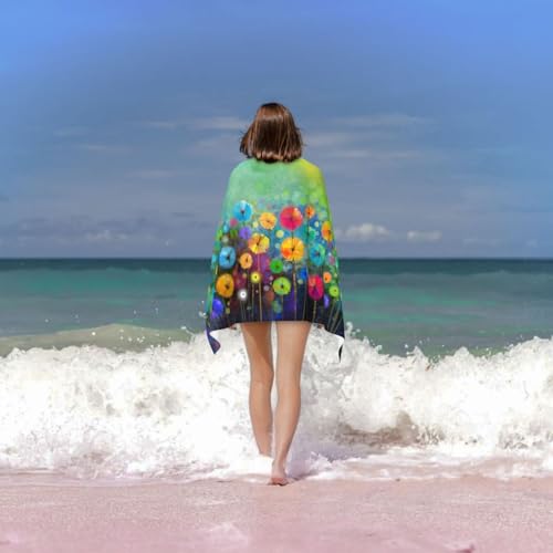 Serviette de bain microfibre à imprimé fleurs colorées style abstrait de luxe - 7