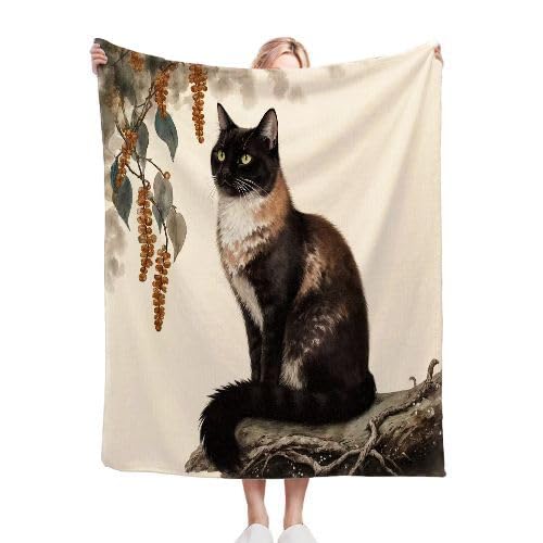 Plaid canape grande taille motif chats, couverture douce pour soirées cocooning