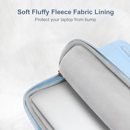 Image of MOSISO 13-14 inch Laptop Case, 13.3 inch Puffy Laptop Sleeve Compatible with MacBook Air 13 13.6 M3 M2 M1 /Pro 13 /Pro 14, HP, Dell, ASUS, Lenovo, Polyester Horizontal Bag with Small Case, Air Blue