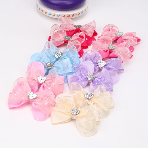Kiszu 4.5 Inch Big Heart Hair Bows Clips miniatura 7