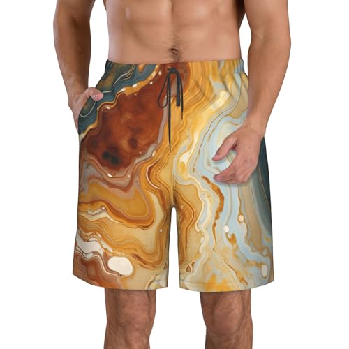 Men's Swim Trunks Quick Dry Board Shorts Mens Bathing Suit Swimsuits Marble Modern Art Beach Shorts with Pockets
