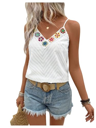 SweatyRocks Women's Floral Tank Tops V-Neck Cute Boho Summer Casual Beach Cami Tops for Vacation4