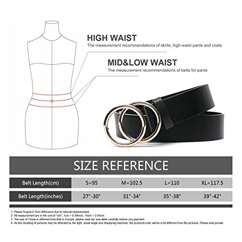 Moreless 3 Pack Women's Faux Leather Belts For Jeans Dress Pants, Fashion Waist Belts With Double O-Ring Buckle Medium #TOP5