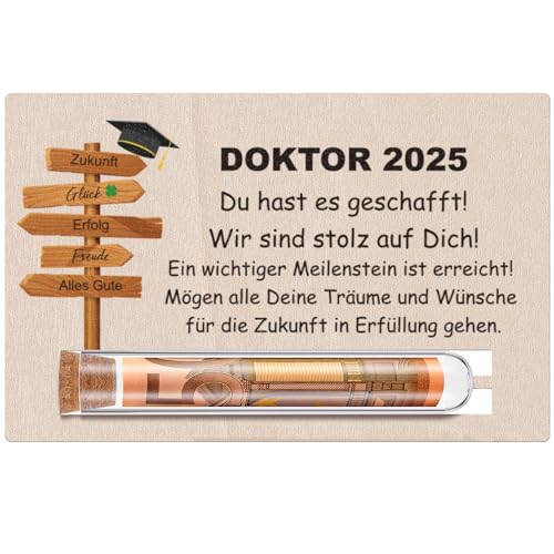 Otuuz Regali di Laurea 2025 per Lauree Triennali, Magistrali e Dottorali Regalo per l'Esame di Diploma di Scuola Superiore Biglietto con Provetta (Doktor)