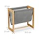 Relaxdays Zeitschriftenhalter, Bambus & Stoff, HBT: 37 x 39,5 x 21 cm, A4, Magazinhalter, Zeitungshalter, natur/grau
