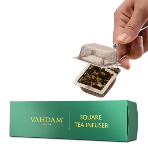 Image of VAHDAM, Square Tea Infusers for Loose Tea | 18 /8 Stainless Steel with Fine Mesh | Best Strainer for Kitchen | Use as Tea Maker or Tea Filter