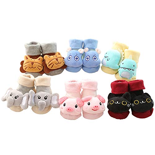 Cute 3D Cartoon Anti-Skid Baby Booties Sock Slipper Shoes Newborn Booty Slipper Cotton Animal Anti-Slip Floor Socks (ORANGE)