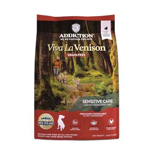 Addiction Viva La Venison Dog Food &ndash; Grain-Free Dry Dog Food with Novel Protein & Prebiotics, No...