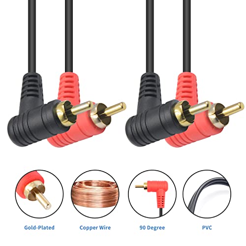 Duttek 90 Degree 2RCA Cables 1M, 2-Male to 2-Male RCA Audio Stereo Subwoofer Cable Audio Cord Cable for Audio Speakers - Image 2