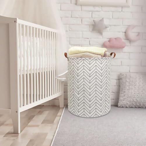 Image of CLOCOR Large Round Storage Bin,Collapsible Laundry Baskets (Grey geometry)