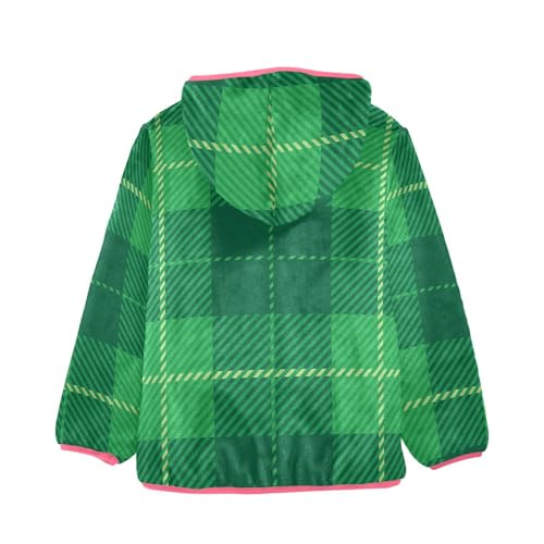 GuoChe Green Twill Weave Plaid Sherpa Jacket2