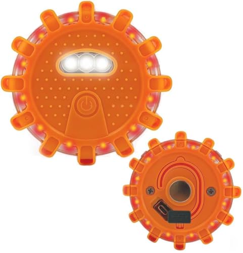 Cokvbato Feux de Secours à LED Rechargeables par USB, kit Clignotant de Balise de sécurité pour Voiture, 9 Modes de Flash, Base magnétique pour véhicules, Bateau