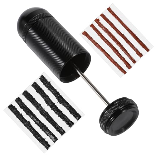Trinkrittey Tubeless Bike Tire Repair Kits Fix a Puncture or Flat for MTB and Road Bicycle Tires Includes Storage Canister Plugger Tool with Plugs 5 Bacon and 5 Black Strips