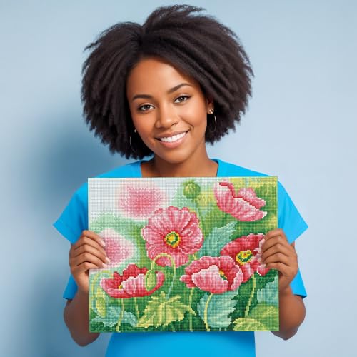 Image of DIAMOND DOTZ Watercolour Poppies Diamond Painting Kits for Adults - Diamond Art Kits a Relaxing Creative Craft Kit with Dotz Gems 11.8x14.6