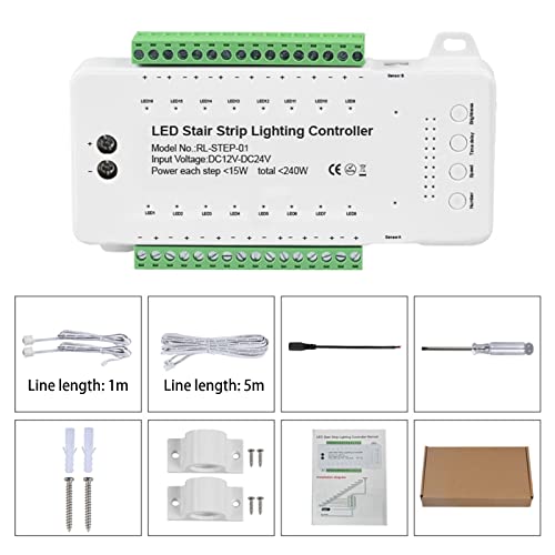 TWSOUL 9 Modes LED Motion Sensor Stair Light Controller DC12-24V Speed Brightness Adjustable Stair Light Controller with Time Delay Setting Stair Light Automatic Controller (16 Channels) - Image 3