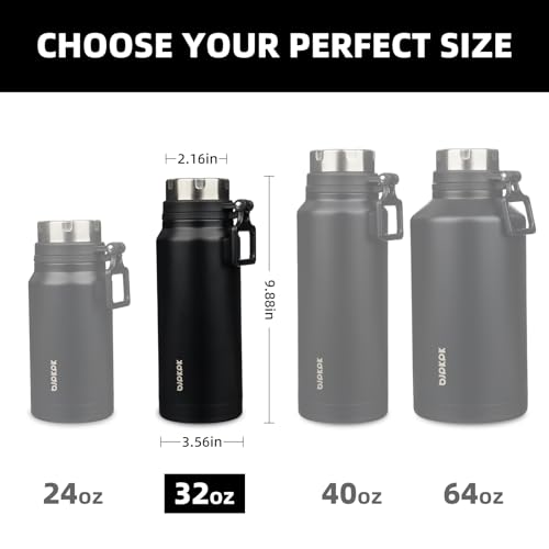 Image of BJPKPK 32oz Large Insulated Water Bottle with Handle, Stainless Steel | Leak-Proof BPA-Free Large Water Bottle, Stainless Steel Vacuum Insulated Bottle for Gym, Work, Outdoor & Everyday Use