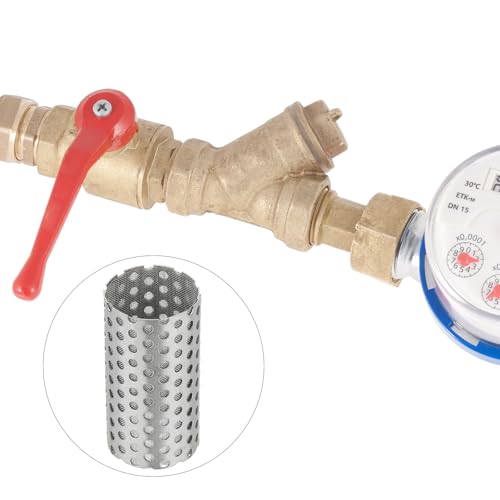 PATIKIL 4 Stück 22mm OD Siebmaschen 42mm H 80 Maschenbild Y-förmiges Siebfilterventil Maschenbild 304 Edelstahl Doppelschicht-Siebmaschen für Schmutzwasserpumpen-Wasser-Öl-Trennung