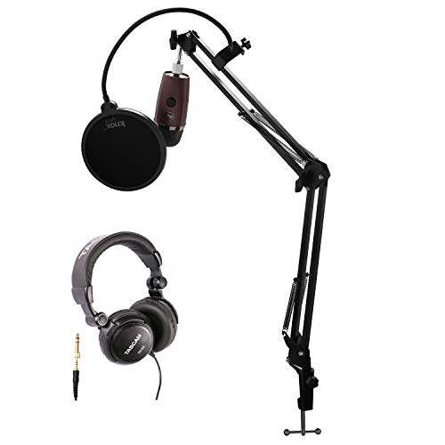 Blue Microphones Yeti Nano USB Microphone (Red Onyx) with Headphones,Knox Gear Studio Stand and Pop Filter