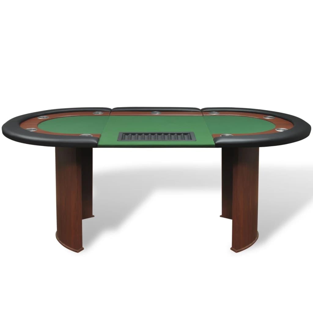 TALCUS Ensemble de meubles Table de poker pour 10 joueurs avec zone de revendeur et plateau à frites Vert
