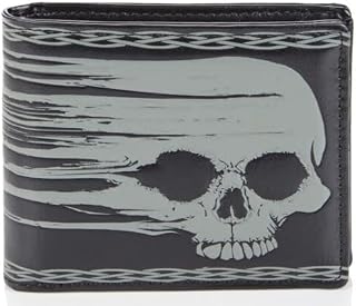 Skull Tooled Mens Billfold Leather Wallet,3D Genuine Leather Wallet Hand Carved Leather Carving
