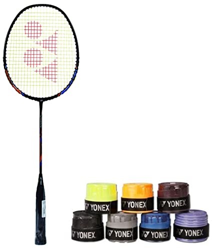 Image of Yonex Nanoray Light 18i Graphite Badminton Racquet with Free Full Cover (77 Grams, 30 lbs Tension) & ET 903 E Rubber Badminton Grip (Pack of 6), Multicolour