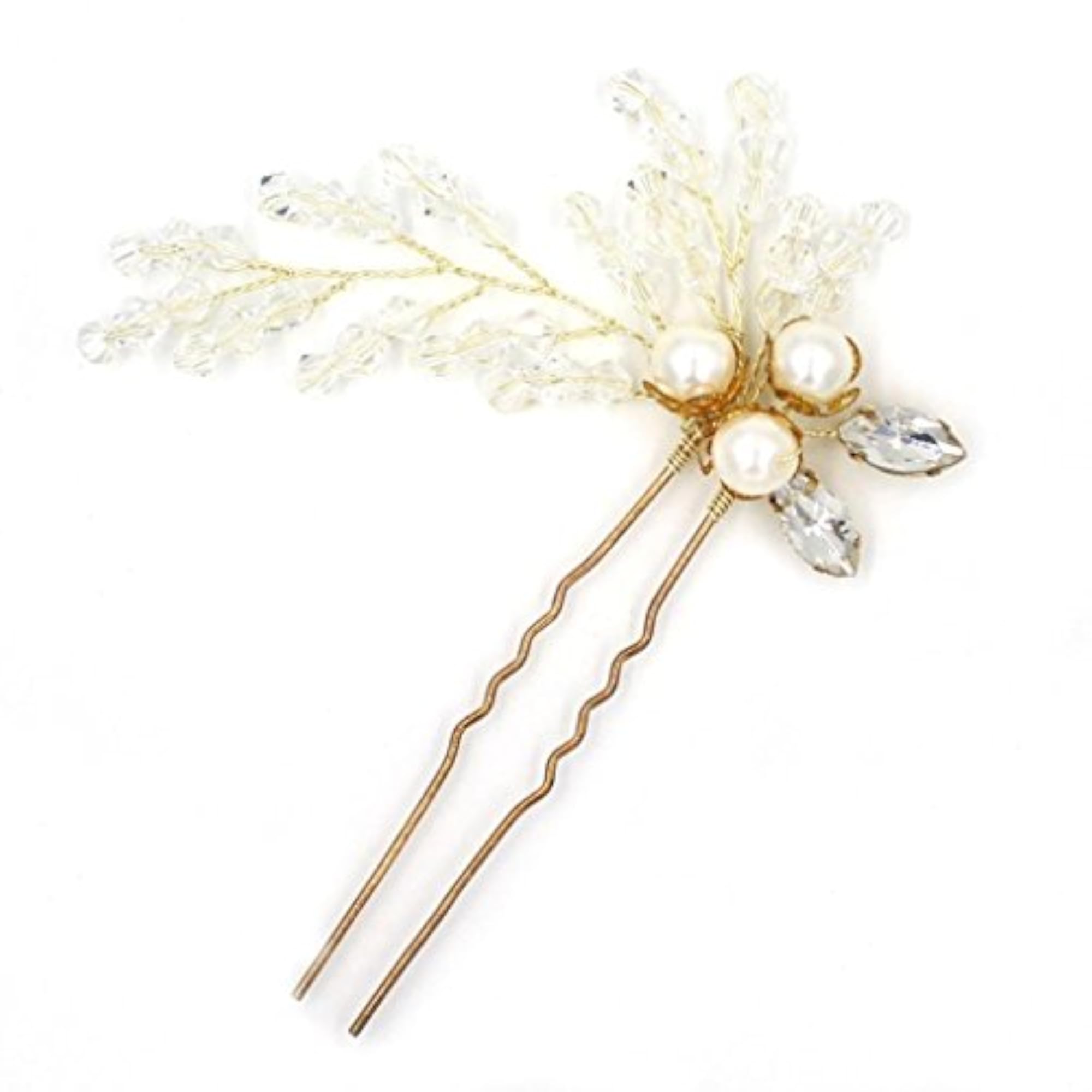 Fashion Crystal Pearls Bride Wedding Hair Clip U Pin