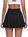 JoyGirl Womens Pleated Skirt with Shorts Tennis Skirt School Uniform Skirts Mini Skater Skirts Skorts with Pockets(#A Black,X-Small)